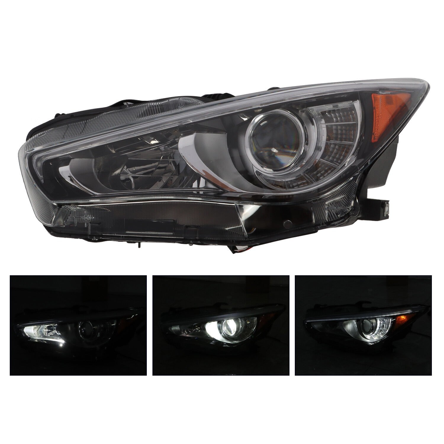 Infiniti Q50 2014-2022 Headlights Pair Left & Right LED DRL Projector w/o AFS