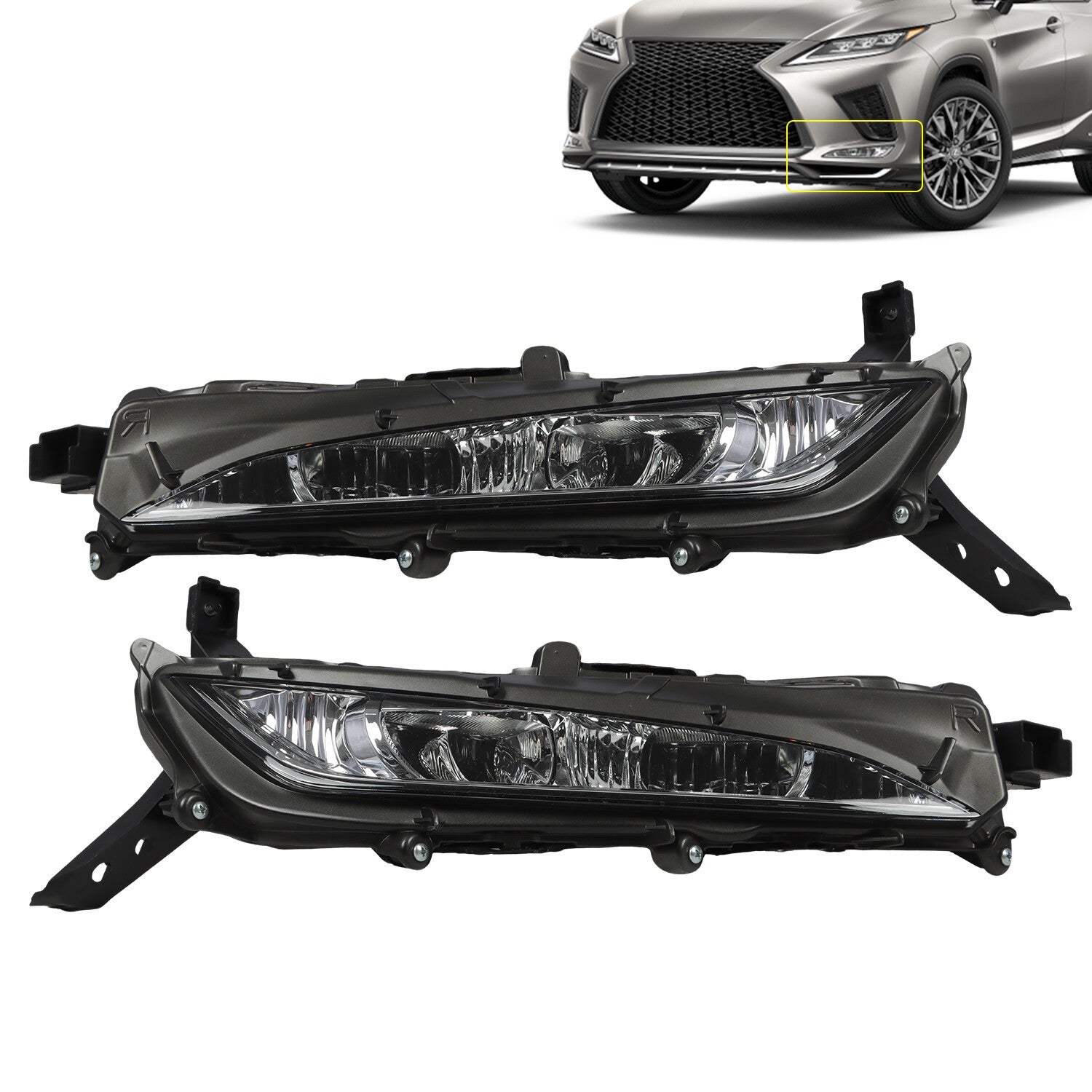 LED DRL Fog Light Front Left & Right for 2020-2022 Lexus RX350 RX450h F Sport