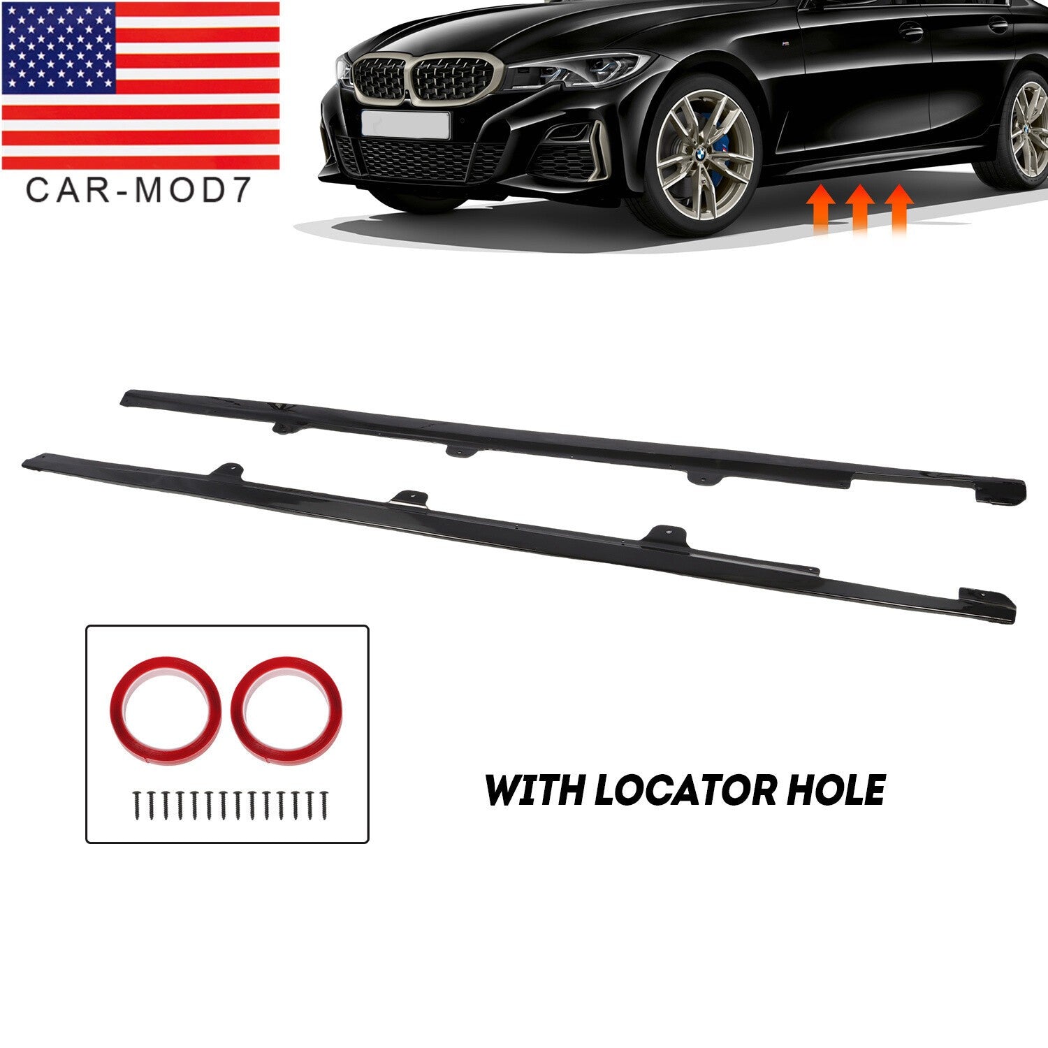 Gloss Black Side Skirt Extension Lip for BMW G20 G28 M340i 2019-2024