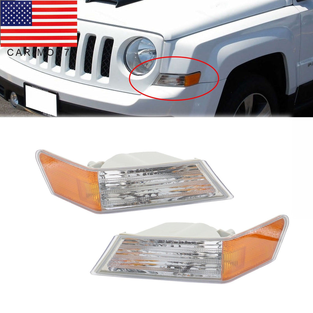 L&R Front Turn Signal Lights for 07-17 Jeep Patriot Parking Lamp Set