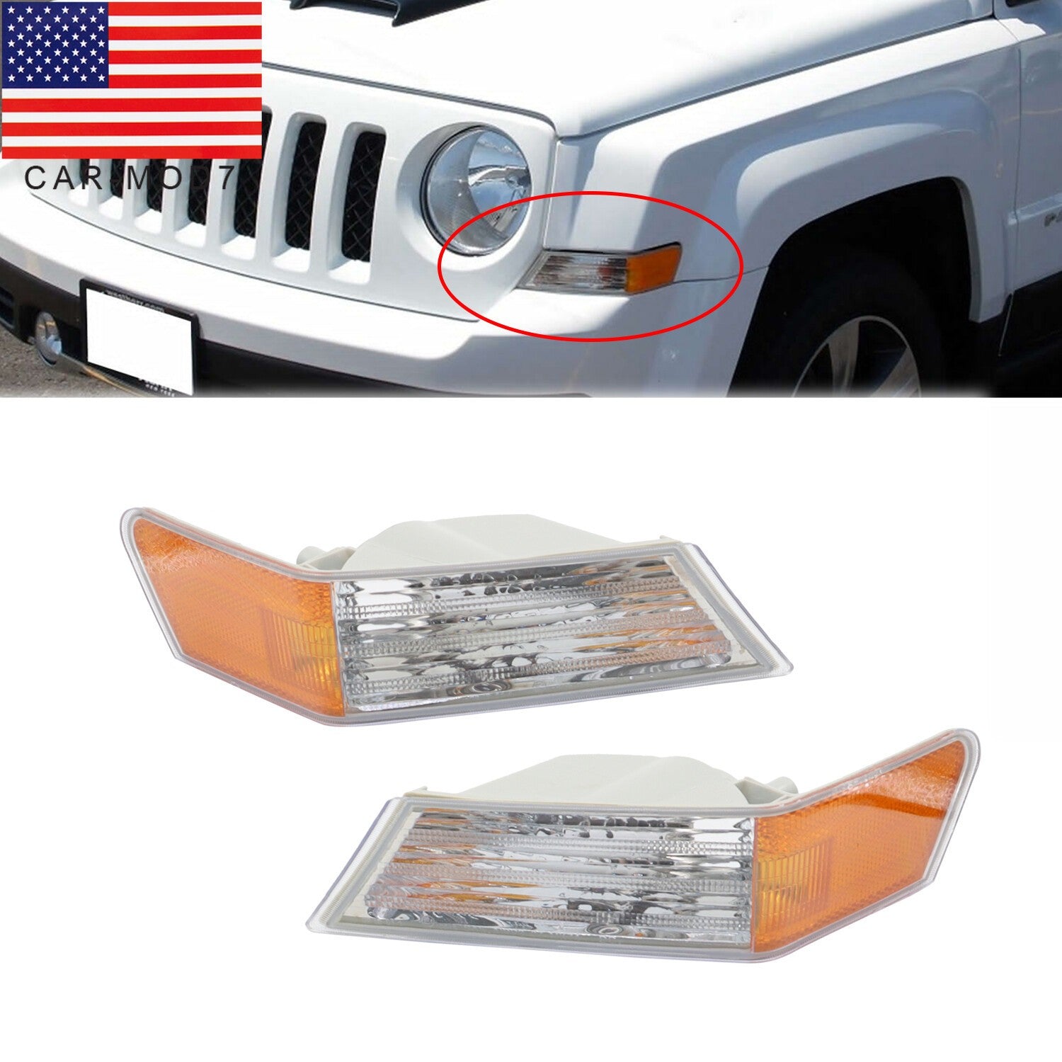 L&R Front Turn Signal Lights for 07-17 Jeep Patriot Parking Lamp Set