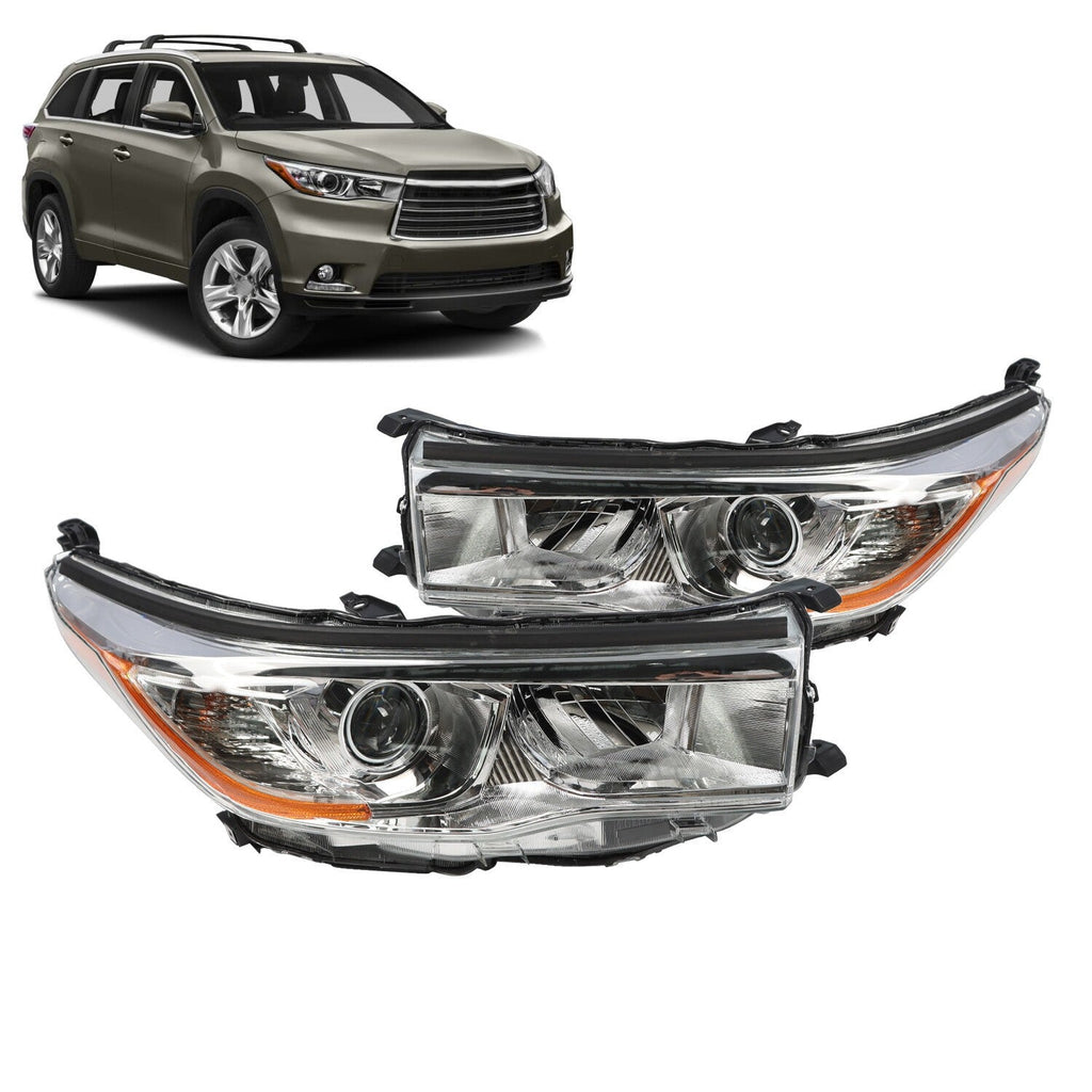 2014-2016 Toyota Highlander LE XLE Halogen Projector Headlights L+R Set