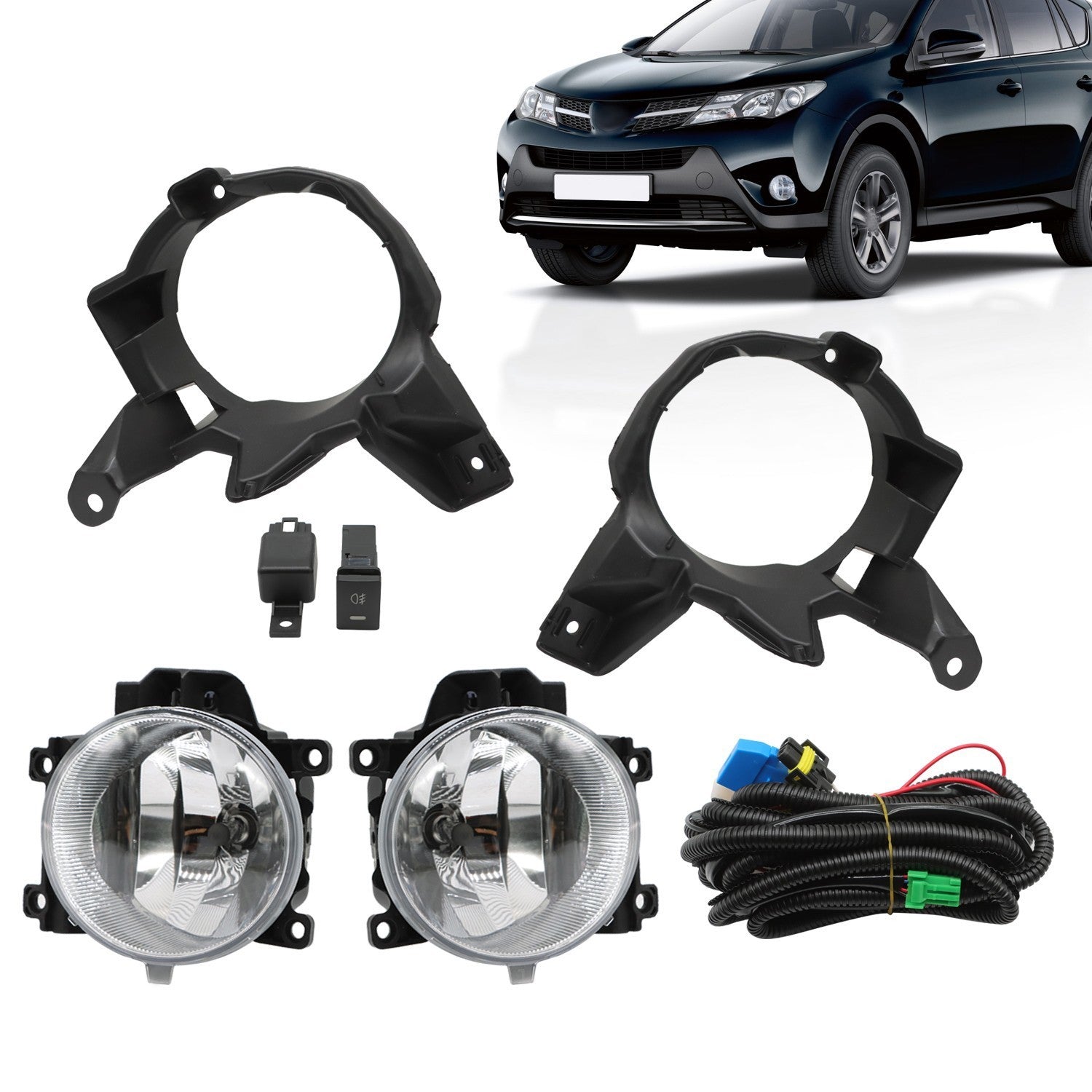 Halogen Fog Lights Front Bumper + Bulbs & Wiring for 2013-2015 Toyota