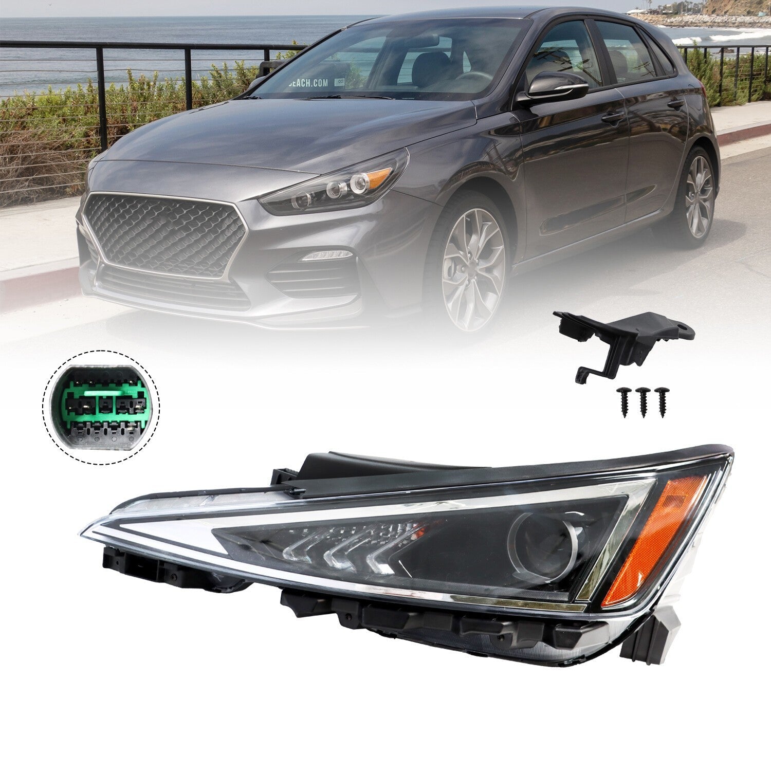 2019-2020 Hyundai Elantra Left Headlight Assembly Halogen Driver Side Sedan