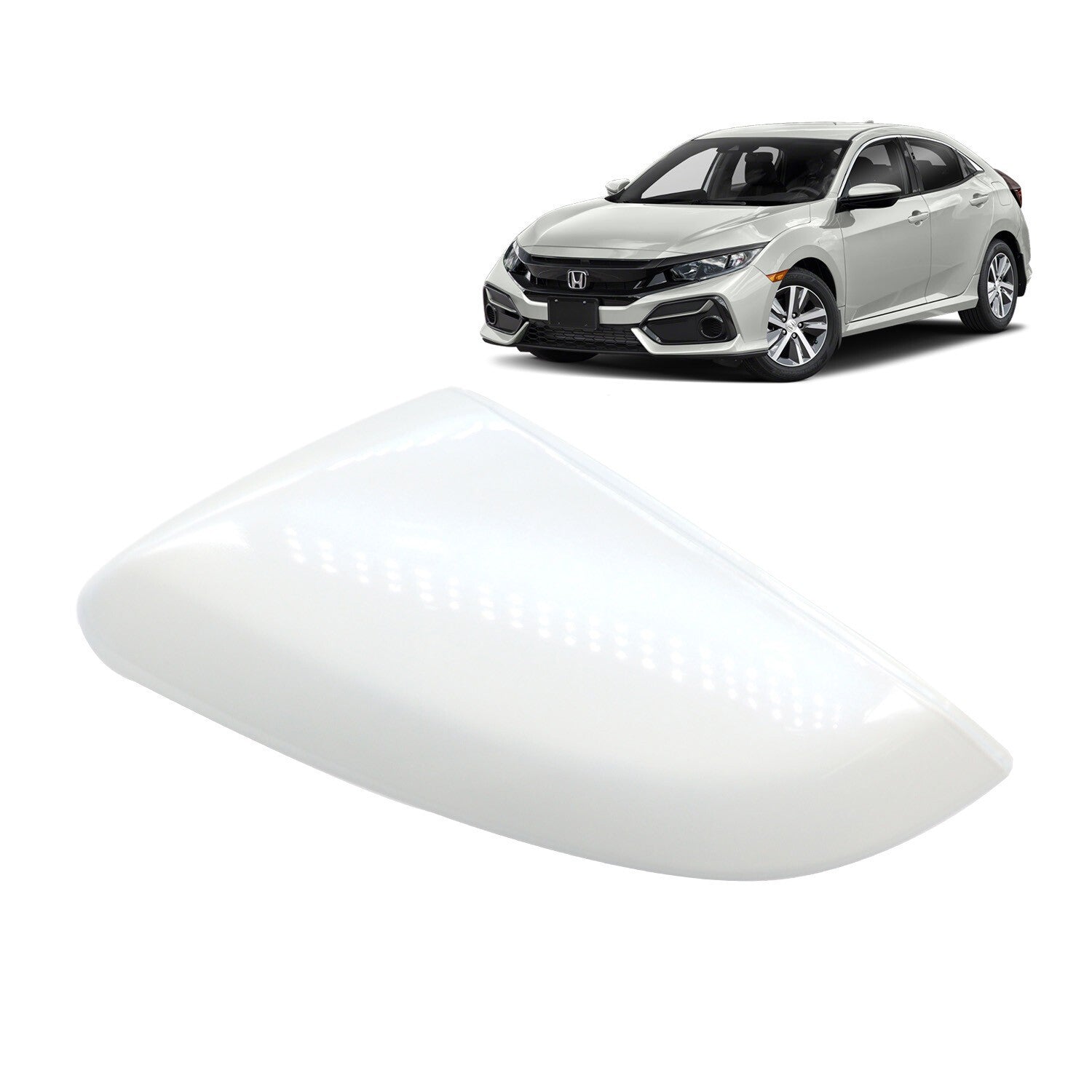 Left Driver Side Mirror Cover Pearl White for Honda Civic 2016-2021