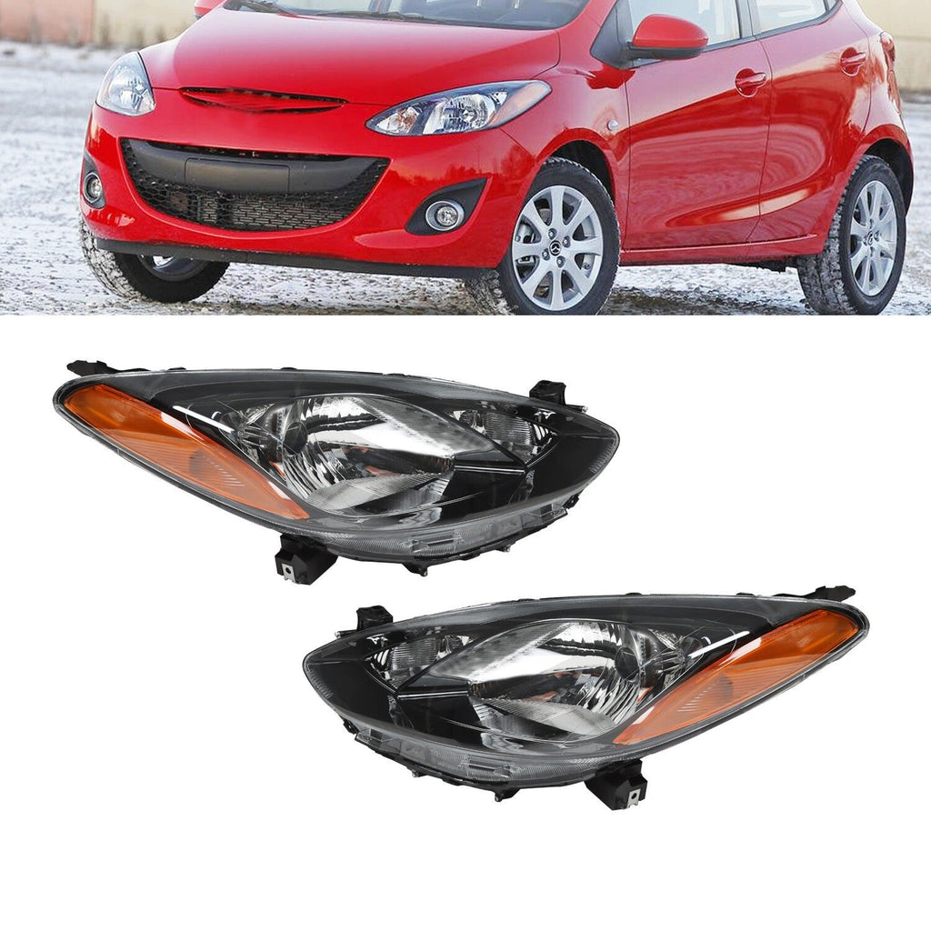 Halogen Headlights Left & Right for 2011-2014 Mazda 2 LH + RH Sides