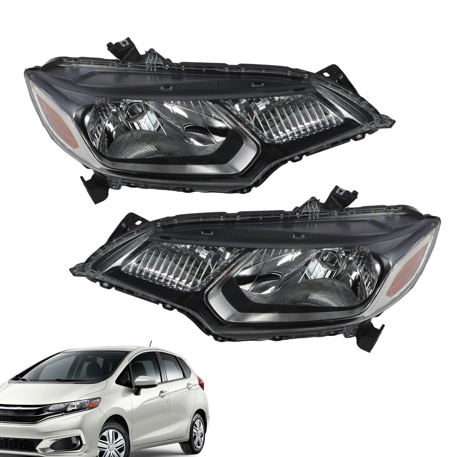Halogen Headlight Set Left Right Pair for 2015-2017 Honda Fit