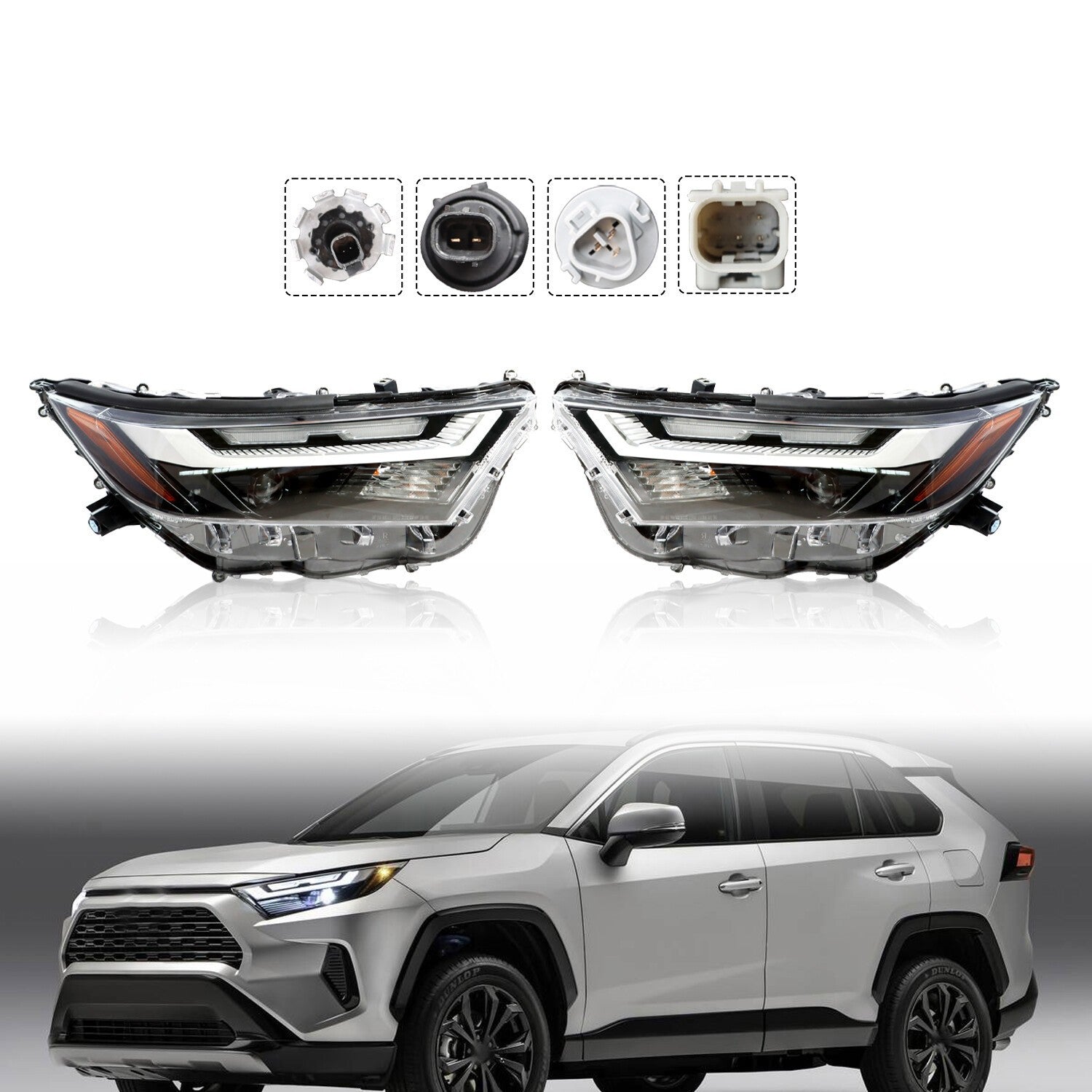 LED Headlights 2022-2024 Toyota RAV4 Left & Right Side 2pc Replacement