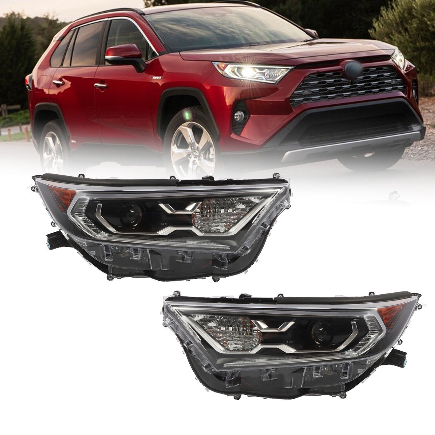 LED Headlight Assembly Left+Right for 2019-2022 Toyota RAV4 Hybrid XSE