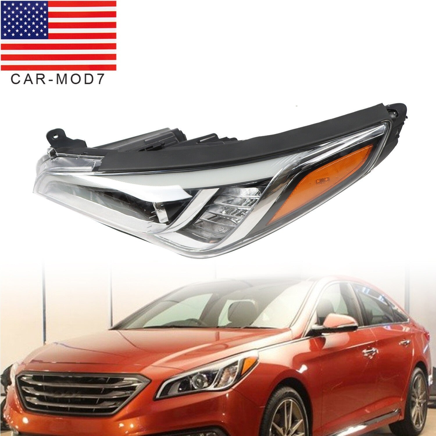 Left Front Headlight for Hyundai Sonata 2015-2017 Driver Side US Model