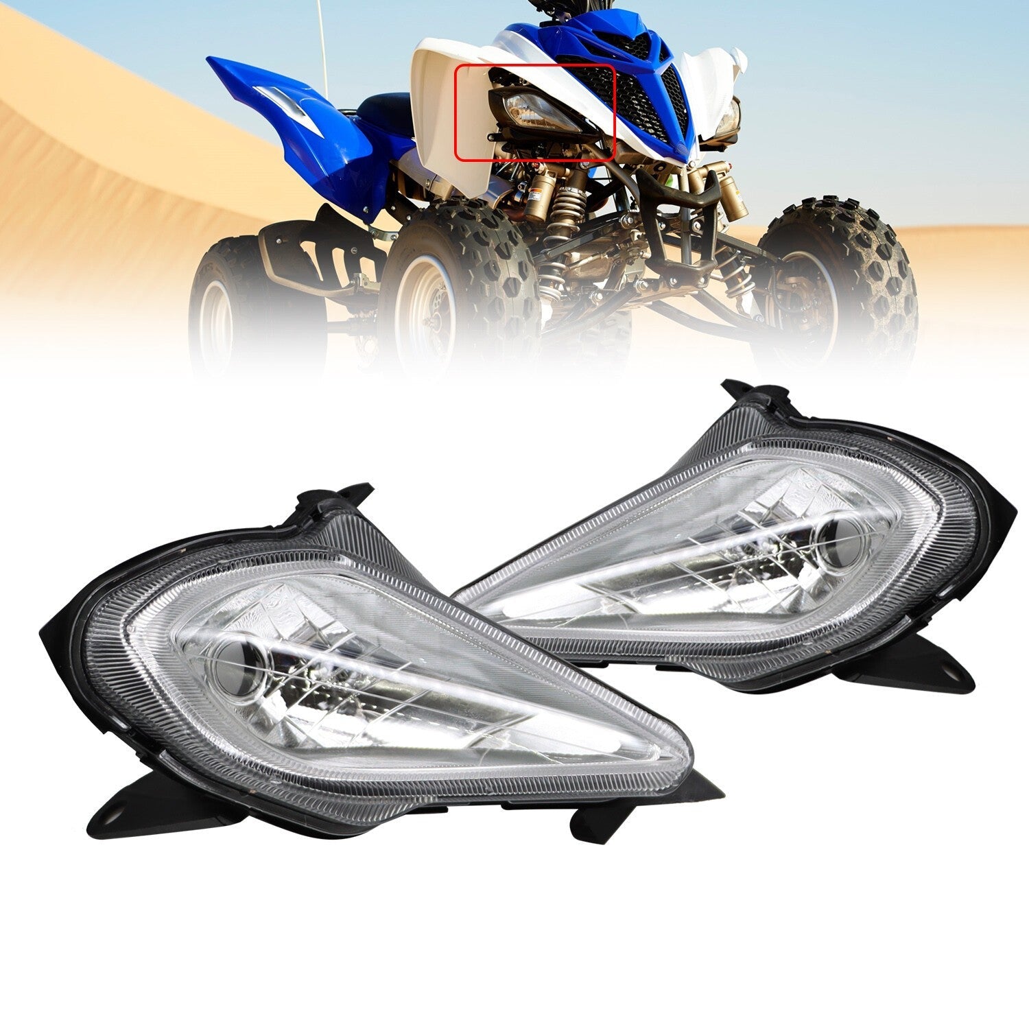 Yamaha Raptor 450 700 Headlight Assemblies Pair 2006-2022 Replacement Parts