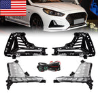 2018-2019 Hyundai Sonata LED Fog Light DRL Lamps & Cover Bezels Left & Right