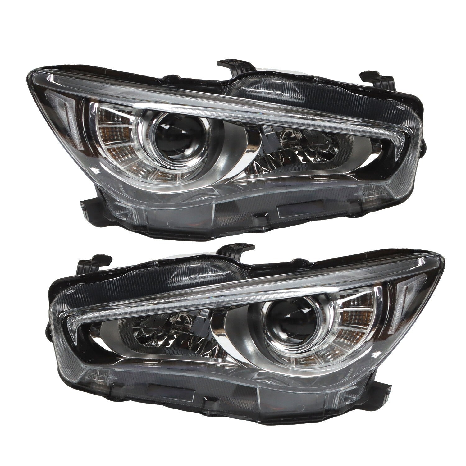 LED Headlight for 2014-2022 Infiniti Q50 Left & Right Side Chrome Headlamp