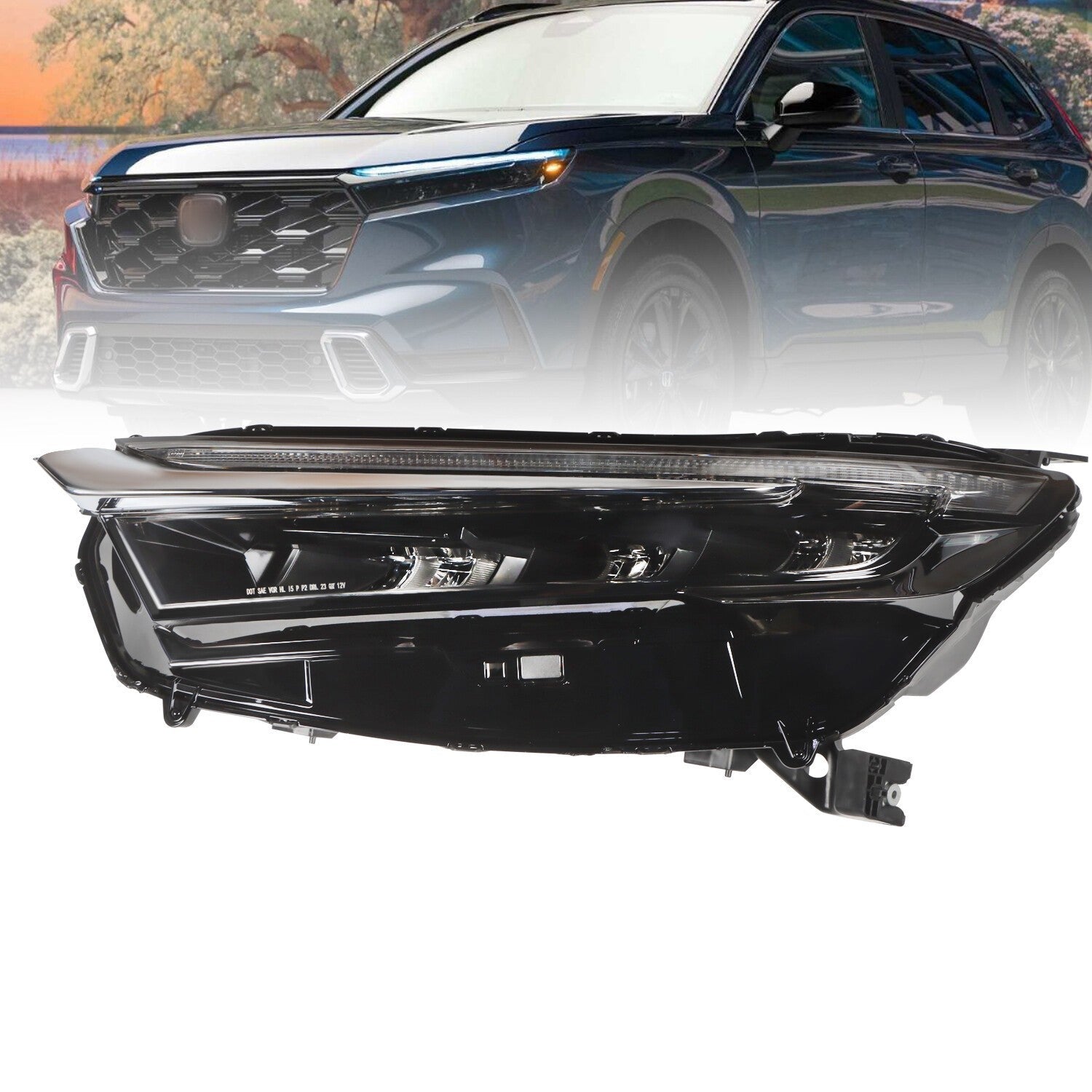 Left LED Headlight for 2023-2024 Honda CR-V Driver Side w/ Chrome Trim