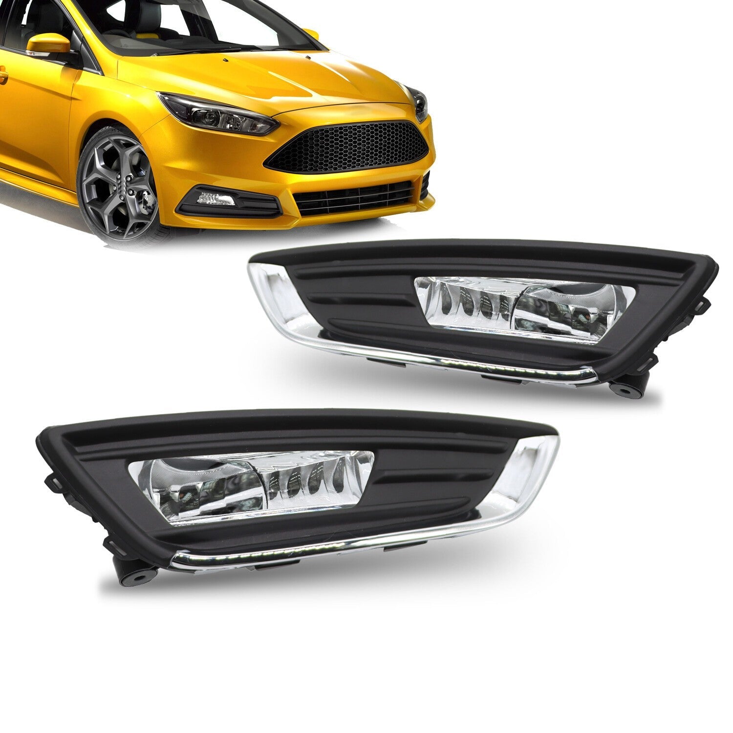 Left & Right Bumper Fog Lights Driving Lamps for 2015-2018 Ford Focus