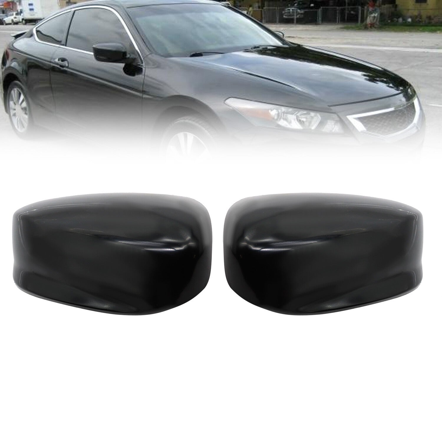 Gloss Black Left Rearview Mirror Cover Cap for Honda Accord 2008-2013