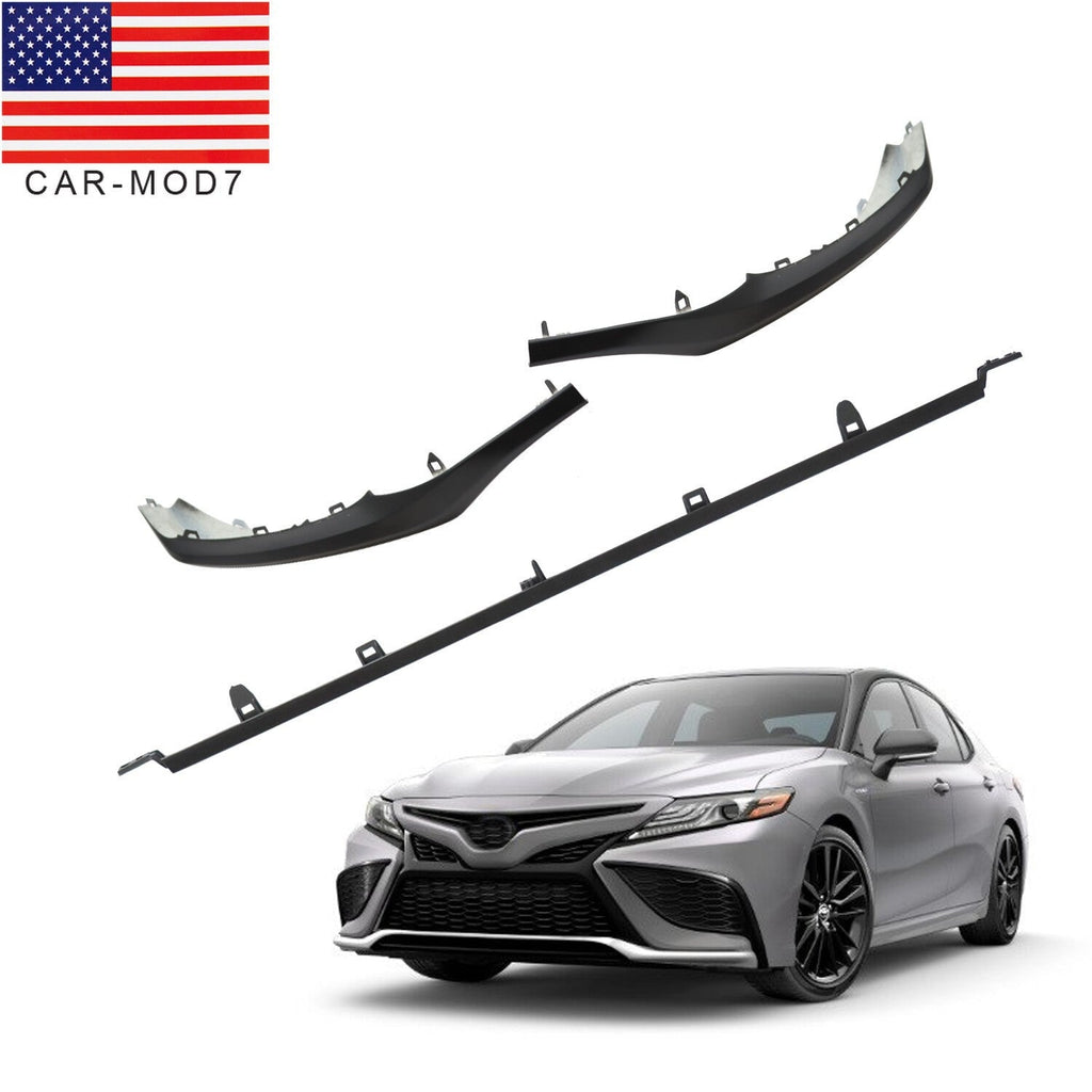 Matte Black Front Lower Trim Molding Set 3pcs for Toyota Camry SE XSE 2021-23