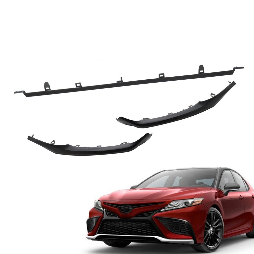 Matte Black Front Lower Trim Molding Set 3pcs for Toyota Camry SE XSE 2021-23
