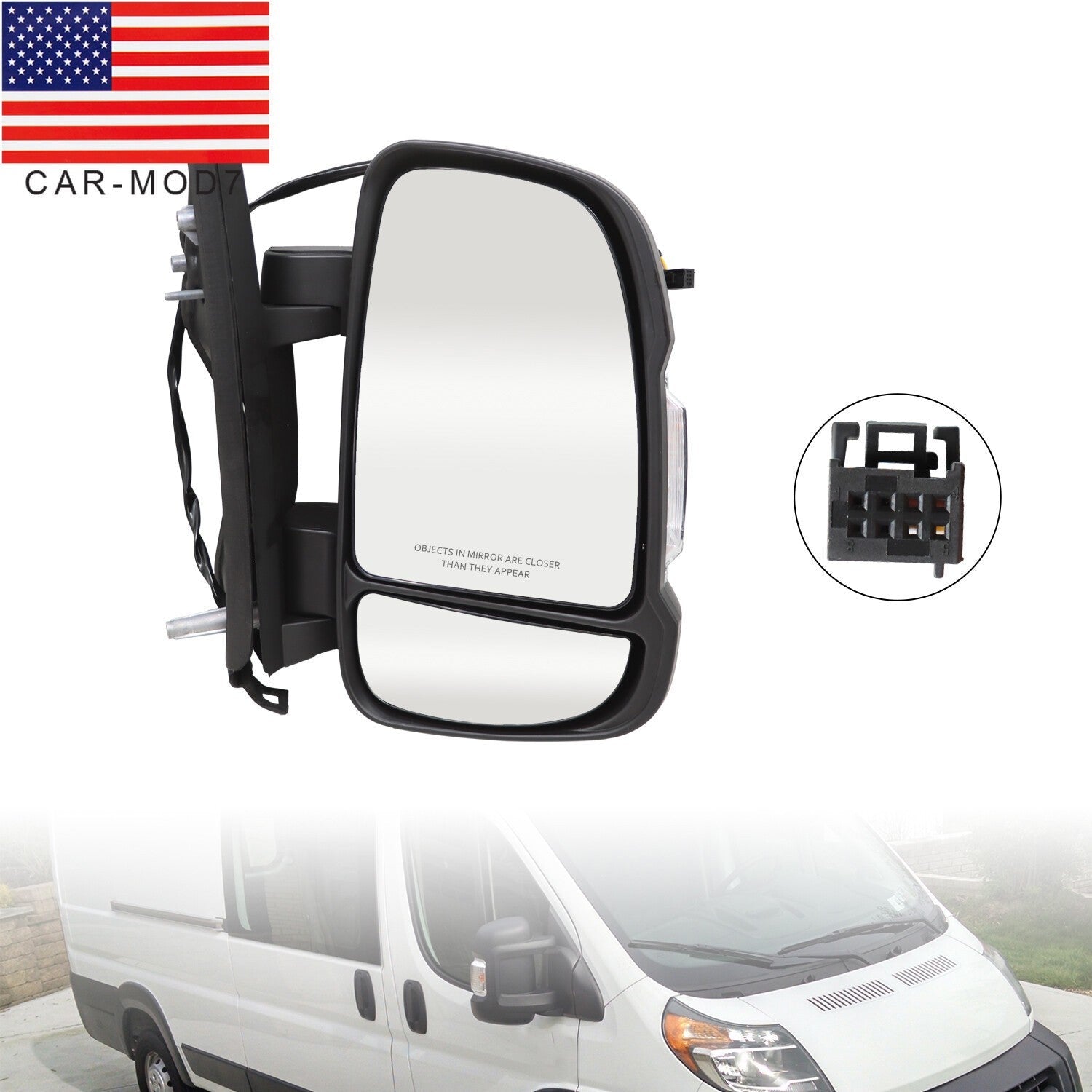 Passenger Side Mirror Manual Folding for 2014-2021 Ram ProMaster 1500-3500