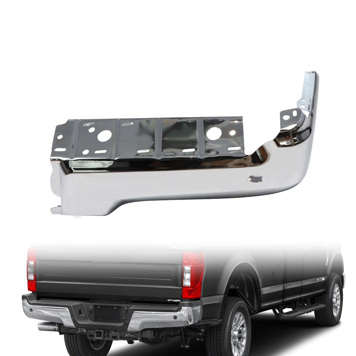 NEW Chrome Rear Right Bumper Face Bar for 2017-2022 Ford F250 F350 w/Park