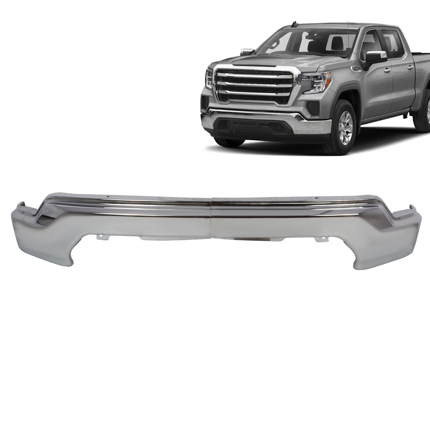 Chrome Steel Front Bumper Face Bar for 2019-2021 GMC Sierra 1500 Pickup