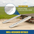 72" X 15" 8500 LBS ALUMINUM Hook Ramp CAR TRUCK TRAILER Auto Hauler Pair 6FT