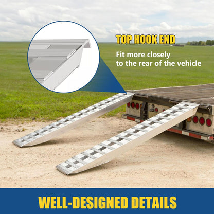 72" X 15" 8500 LBS ALUMINUM Hook Ramp CAR TRUCK TRAILER Auto Hauler Pair 6FT