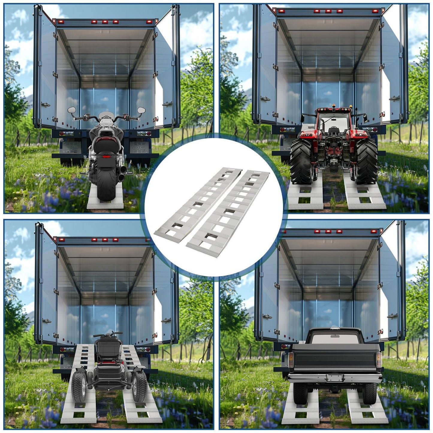 72" X 15" 8500 LBS ALUMINUM Hook Ramp CAR TRUCK TRAILER Auto Hauler Pair 6FT