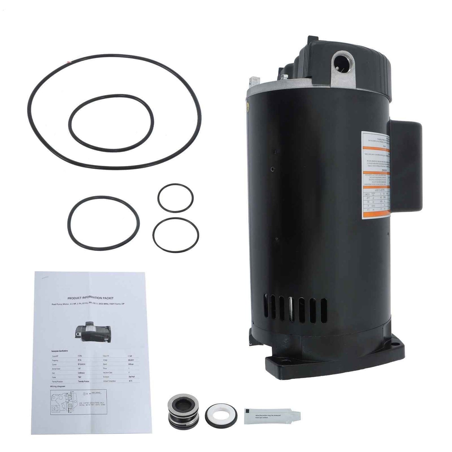 B2842 Pool Pump Motor 1-1/2 HP 3450 RPM 56Y For Frame-Square Flange 208-230 Volt