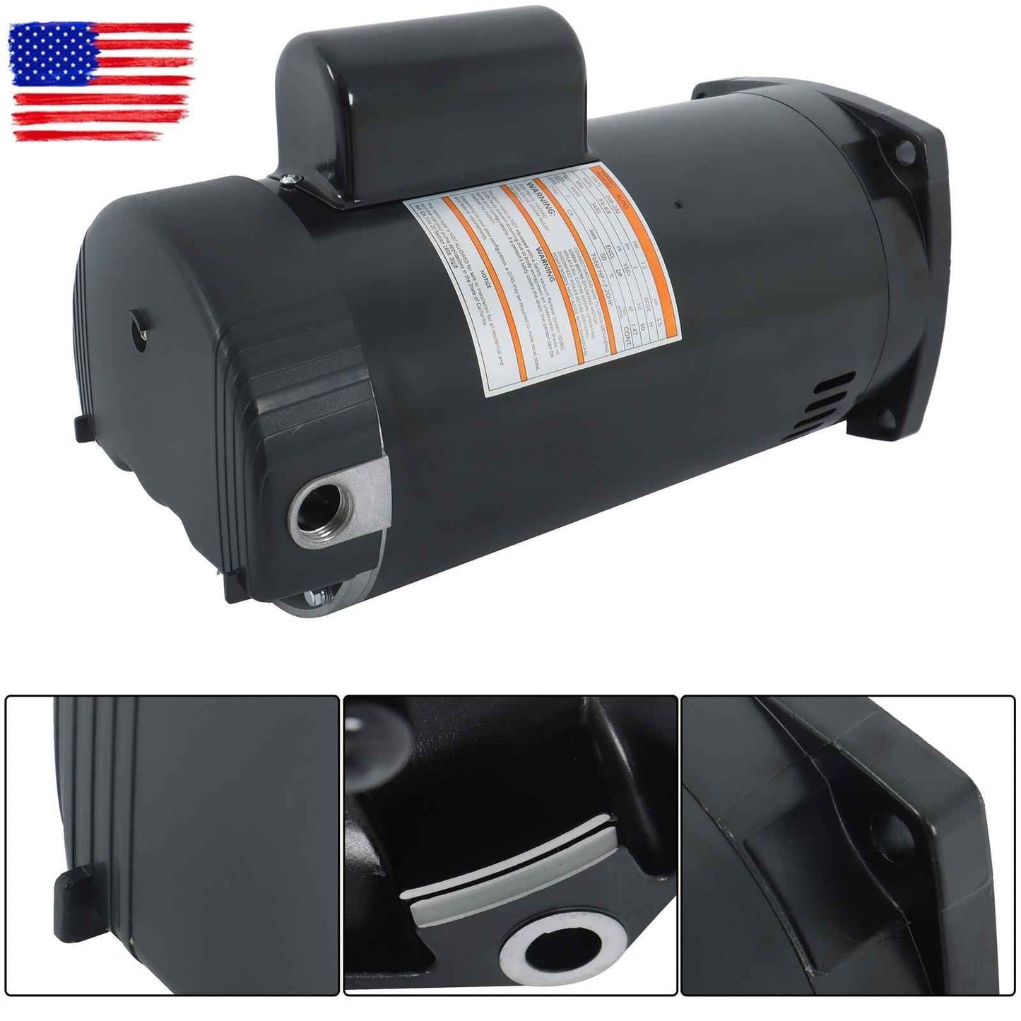 B2842 Pool Pump Motor 1-1/2 HP 3450 RPM 56Y For Frame-Square Flange 208-230 Volt