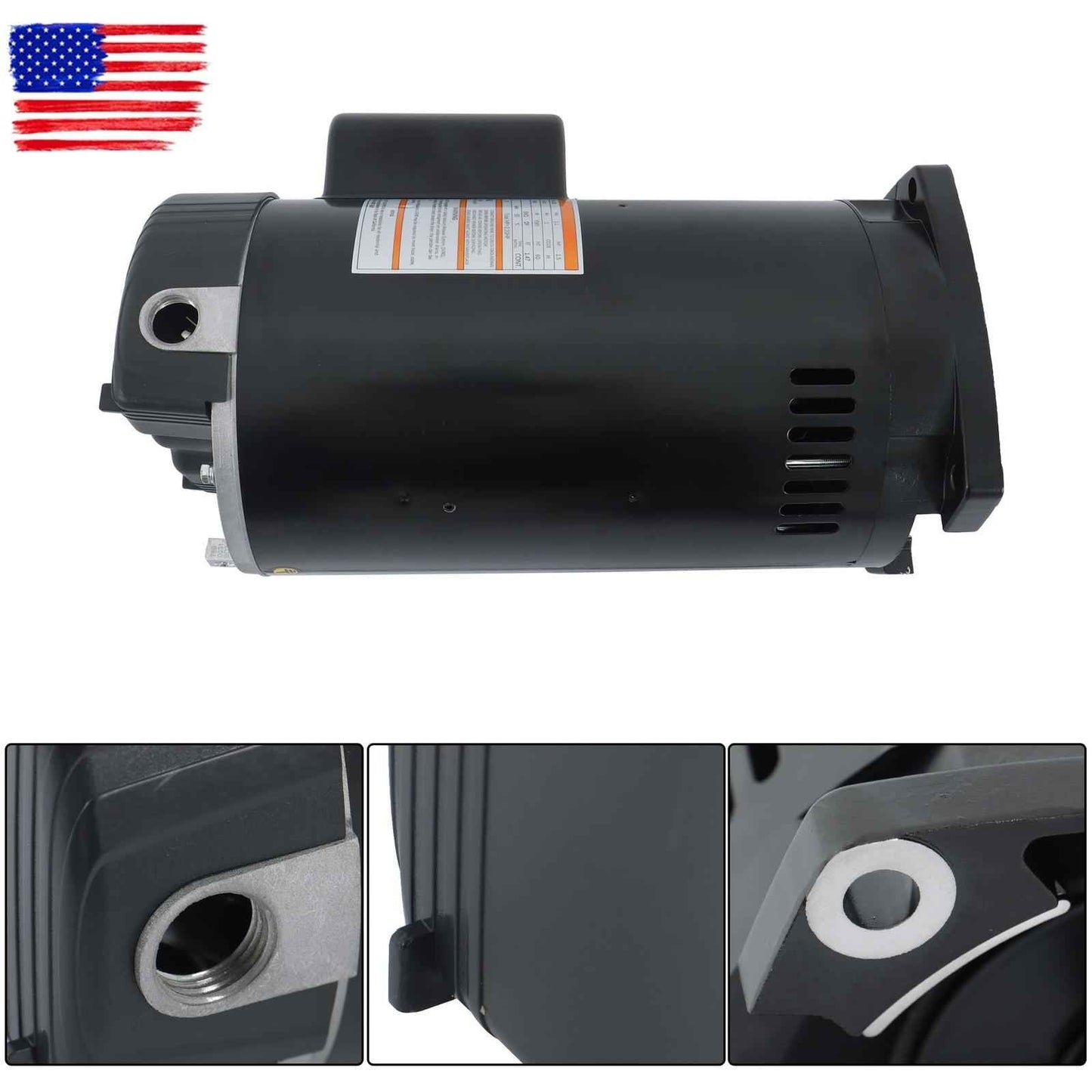 B2842 Pool Pump Motor 1-1/2 HP 3450 RPM 56Y For Frame-Square Flange 208-230 Volt