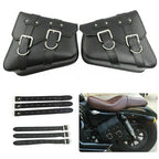 New For Sportster 883 Dyna Moto PU Leather Luggage Tool Saddlebag Saddle Bags