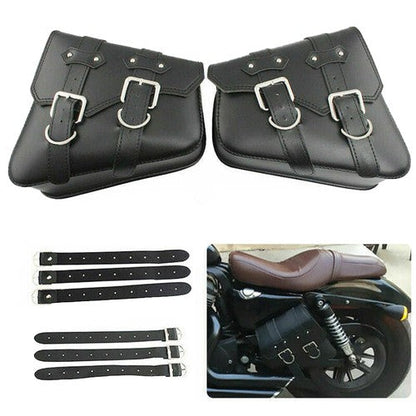 New For Sportster 883 Dyna Moto PU Leather Luggage Tool Saddlebag Saddle Bags