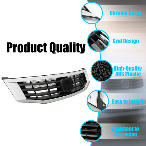 Front Upper Bumper Grille Chrome Grill For Honda Accord 2008 2009 2010 HO1200189
