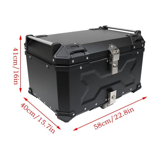 65L Black Motorcycle Tour Tail Box With Security Lock Waterproof Top Case