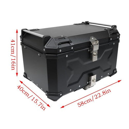65L Black Motorcycle Tour Tail Box With Security Lock Waterproof Top Case