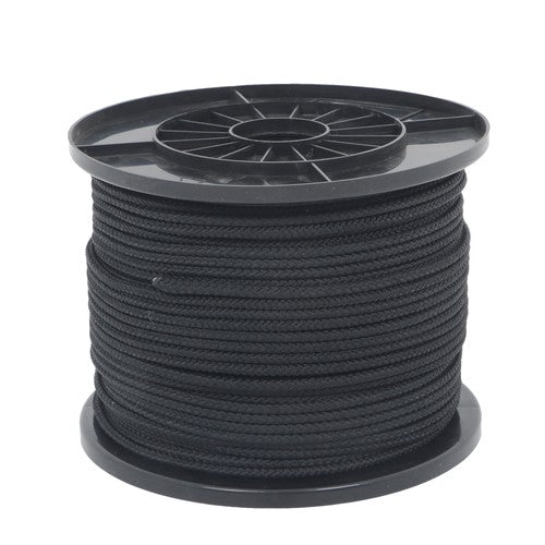 3/16 Inch x 500 Feet Hollow Braid Polypropylene Rope  – Black，750 Pounds