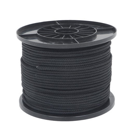 3/16 Inch x 500 Feet Hollow Braid Polypropylene Rope  – Black，750 Pounds