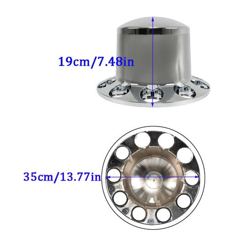 Semi Truck 33mm Chrome Wheel Axle Covers w/ Hub Caps Lug Nuts