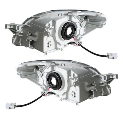Left & Right Pair Headlights Headlamps Black Housing For Toyota Yaris 2007-2012