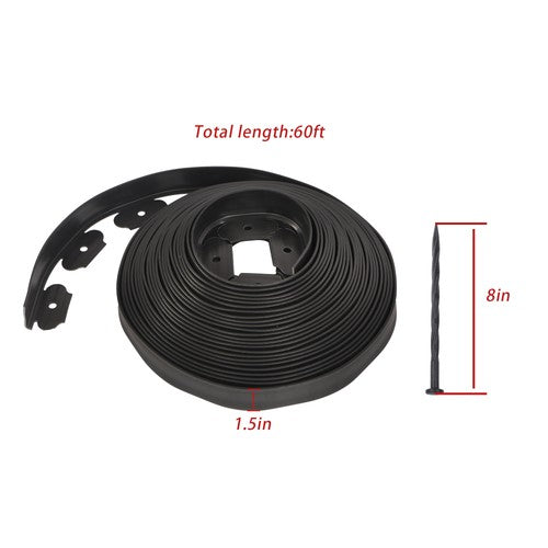 60 FT L-shaped Landscape Edging Border Kit No-Dig Garden Edge Lawn Border 1.5"