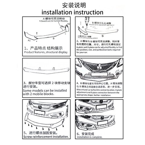 Front & Rear Bumper Lip Splitter Spoiler + Side Skirt Body Kits For Subaru WRX