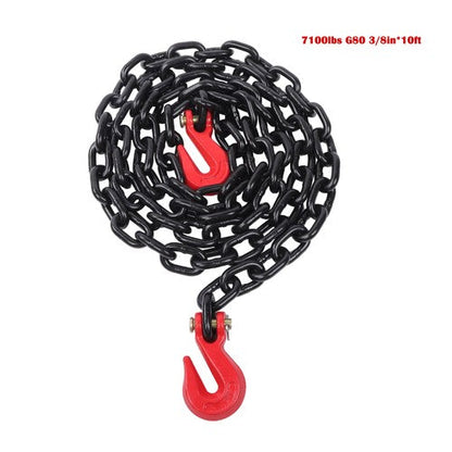 4PCS Binder Chain 3/8'' X 10' Grade 80 Transport Tow Chain Grab Hooks 7100 LBS