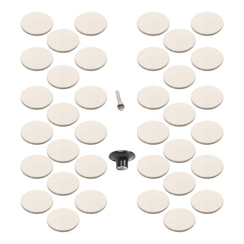 30Pcs 2" - 8mm Thick Wool Fabric Disc Polishing Buffing Pads Wheels 1/4" Shank