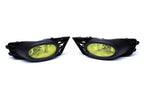 Pair Yellow Lens Fog Lights Kit & Front Bumper Grille For 09-11 Honda Civic 4Dr