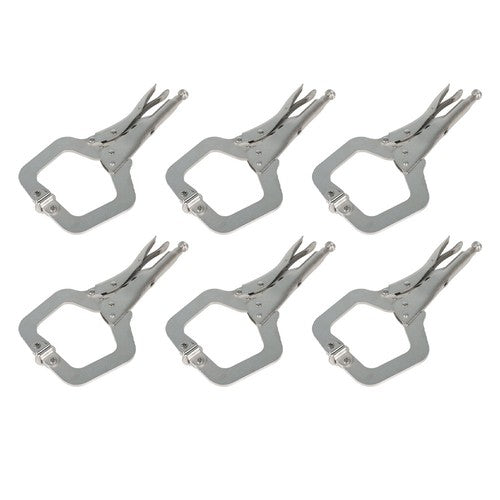 Adjustable C-Clamp Locking Pliers Set 11" Locking Welding With Swivel Pads 6 Pcs