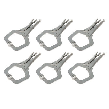 Adjustable C-Clamp Locking Pliers Set 11" Locking Welding With Swivel Pads 6 Pcs