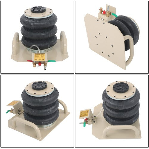 Air Jack 3 Ton/6600lbs Pneumatic Triple Bag Air Jack w/ Side Handles & Six Steel