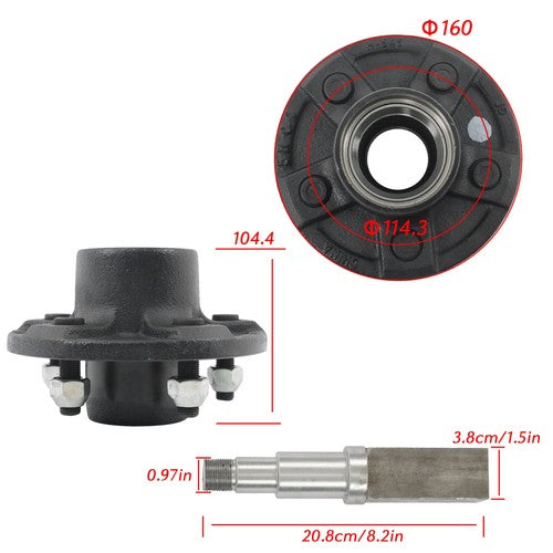 1 Set Fit For 5 - 5.5" Wheel Hub Kit and 8.25” Square #84 Spindle(7 -Piece /Set)