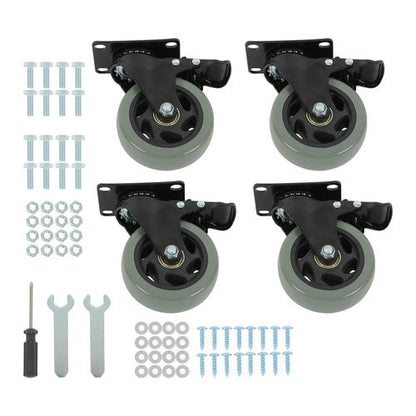 4 Pack Grey 4 Inch Swivel Caster Wheels Heavy Duty With brake